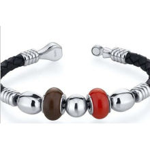 Fabrik Großhandel Kette Armband FH-55 Rot und Braun Roundel Perle gewebt Leder Armband